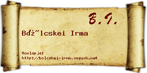 Bölcskei Irma névjegykártya